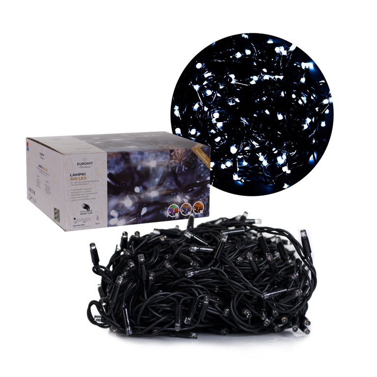  - Lampki Choinkowe 300 LED Premium Białe Zimne z dodatkowym gniazdem (1)