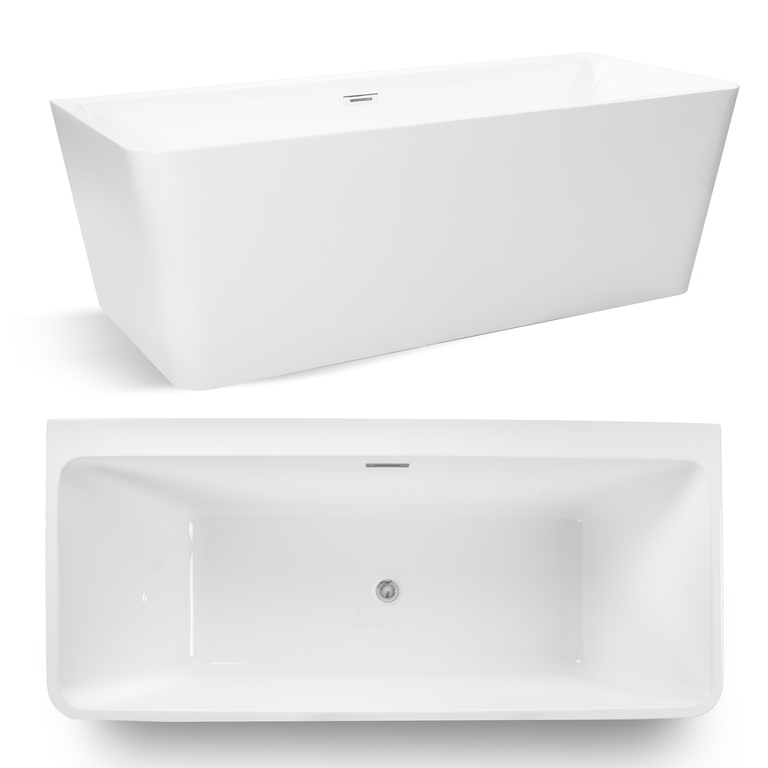 Volně stojící vany - Volně stojící bílá přístěnná vana 170 x75 cm se sifonem VENUS (1)