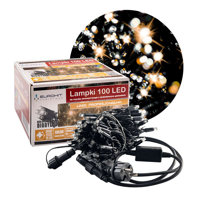  - Lampki Choinkowe 100 LED Premium Białe Ciepłe FLESZ (1)